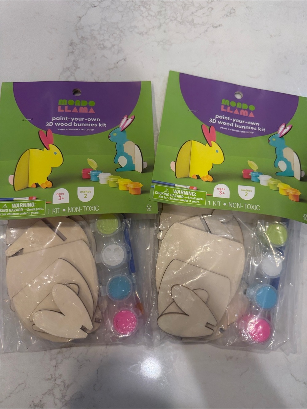 Mondo Llama Paint-Your-Own 3D Wood Bunnies Kit - Multicolor